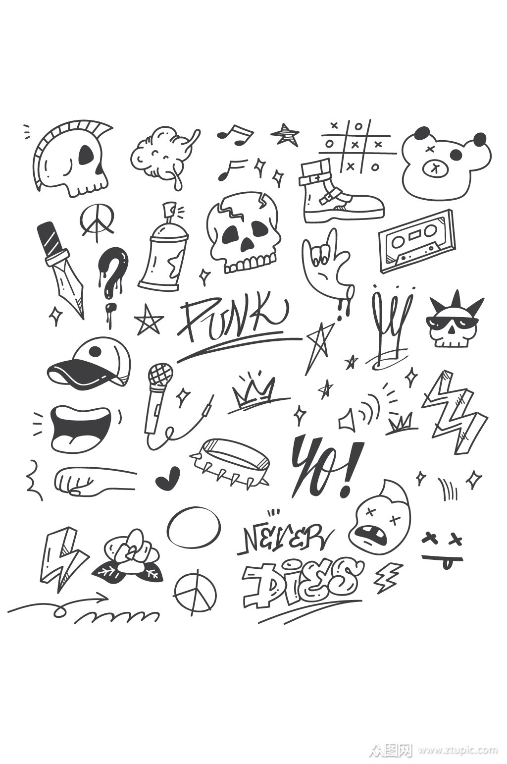 潮流手绘时尚素描元素