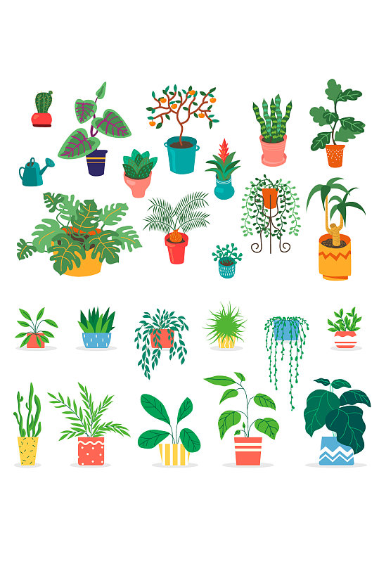 花卉绿植盆栽手绘元素