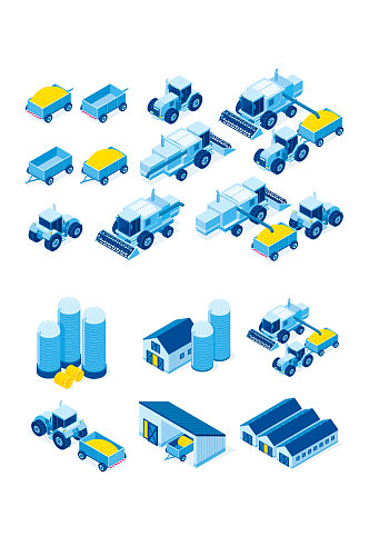 农业收割机仓库矢量图标