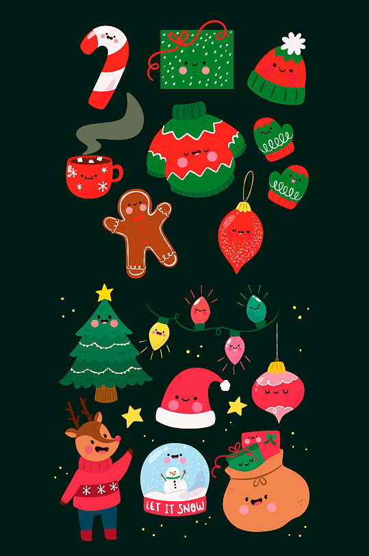 圣诞节卡通矢量免抠元素