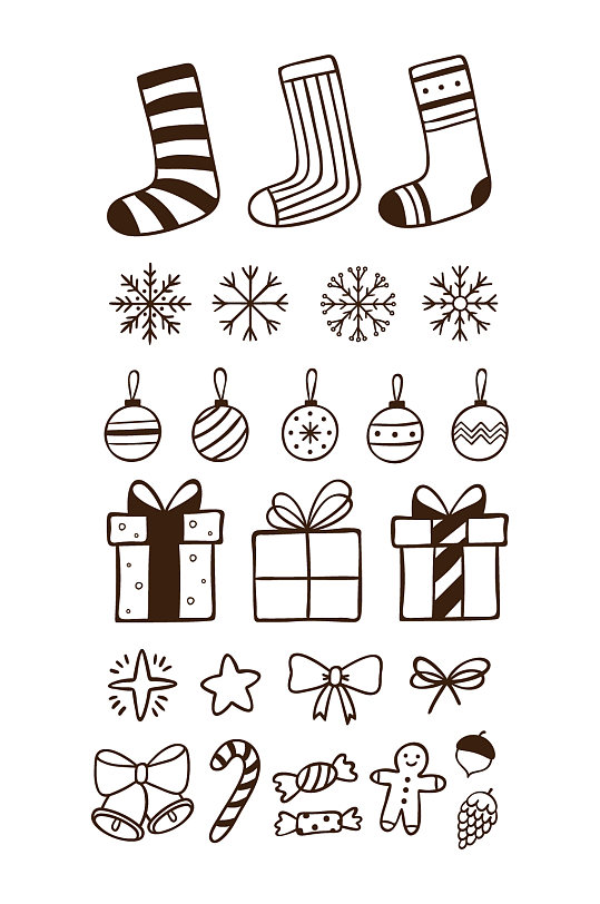 手绘圣诞节元素-手绘圣诞节元素图片-手绘圣诞节元素素材下载-众图网