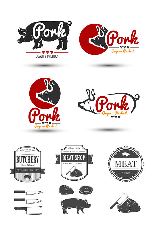 >牛肉鲜肉屠夫分割品牌logo元素