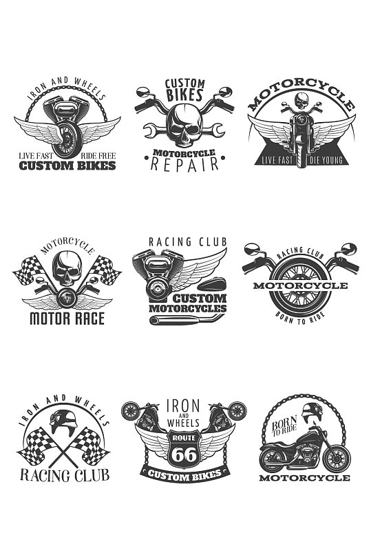 机车哈雷骷髅矢量logo