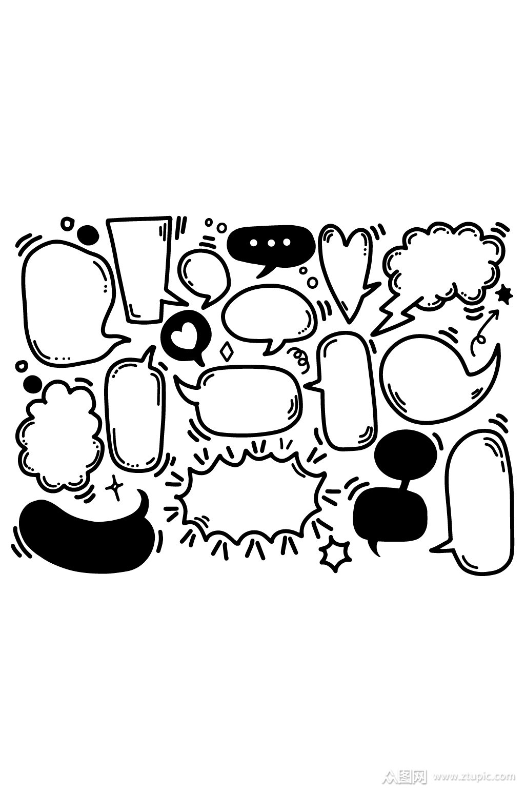 可爱手绘对话框元素模板下载-编号727549-众图网