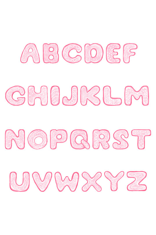 粉色可爱饼干英文字母元素