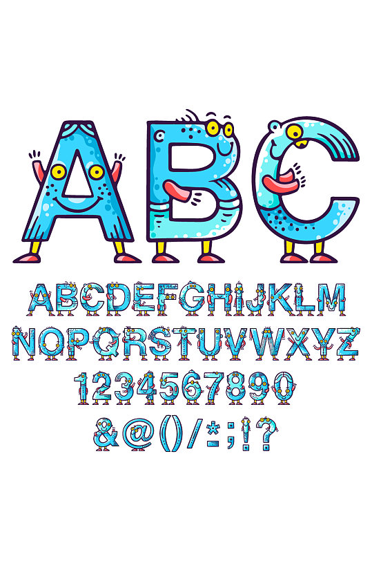 可爱卡通字母元素