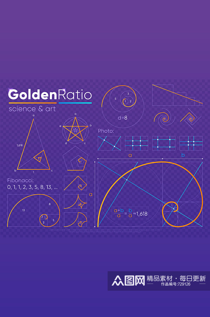 黄金比例数学典线分割元素素材