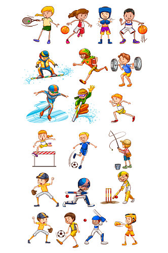 儿童体育运动矢量卡通插画