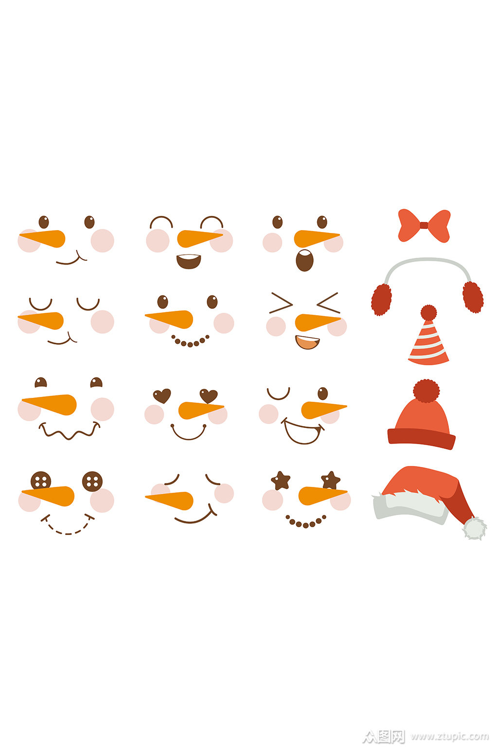 雪人可爱表情矢量元素