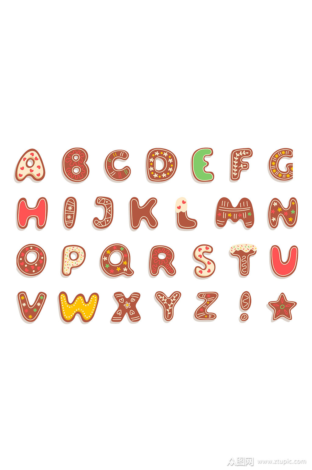 可爱饼干风格英文字母