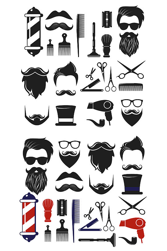 理发大胡子工具矢量元素
