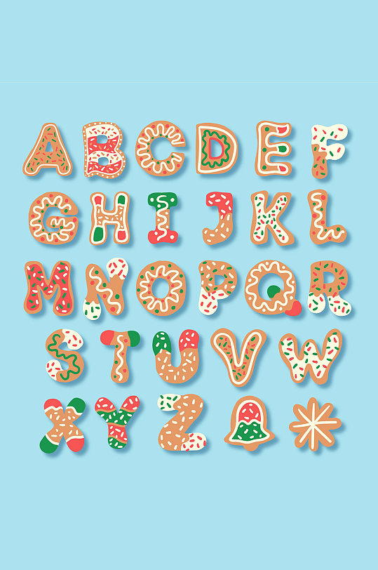 圣诞节饼干风格字母元素