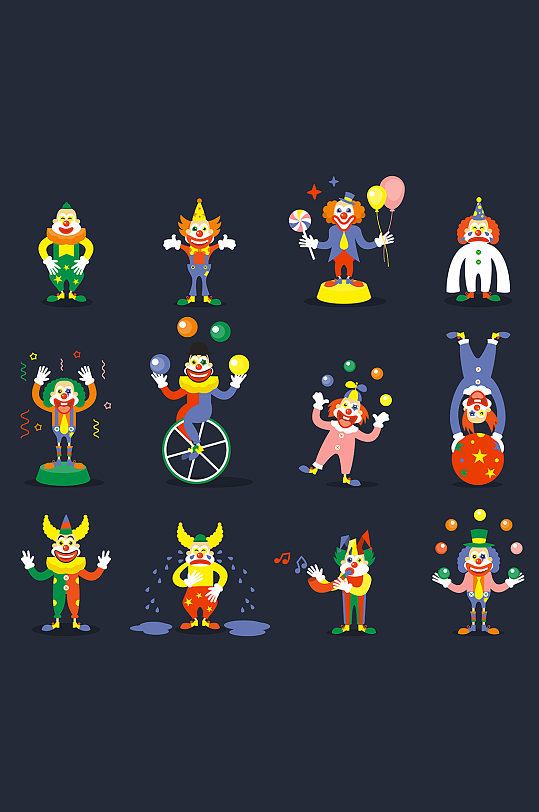 手绘小丑元素-手绘小丑元素图片-手绘小丑元素素材下载-众图网