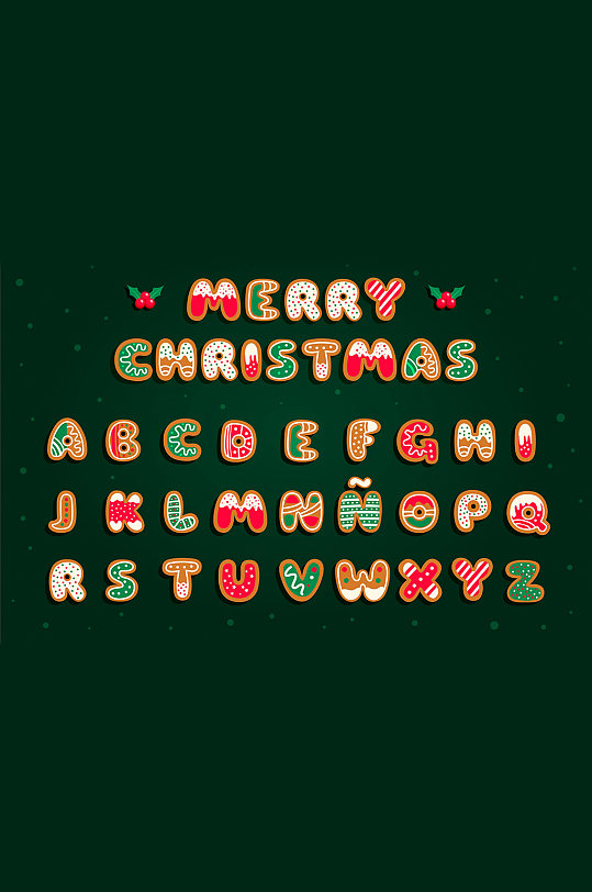 圣诞节风格英文字母元素