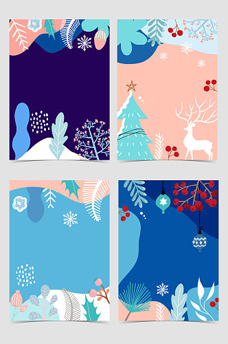 创意冬季花卉卡片背景