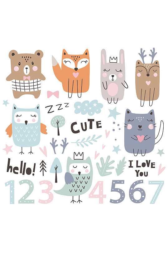 卡通小动物可爱元素