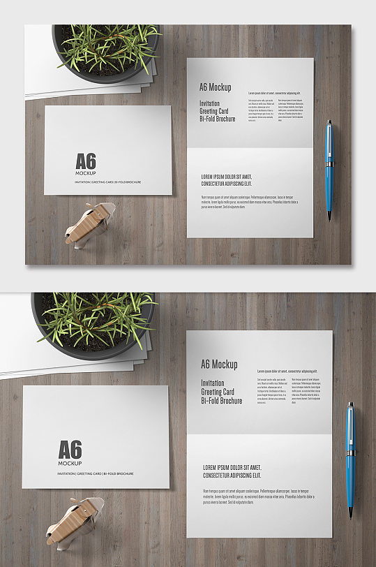 邀请函贺卡折页 对折页样机贴图-众图网