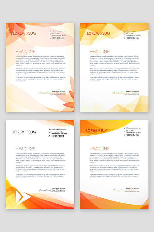 橙色创意时尚信纸背景-众图网