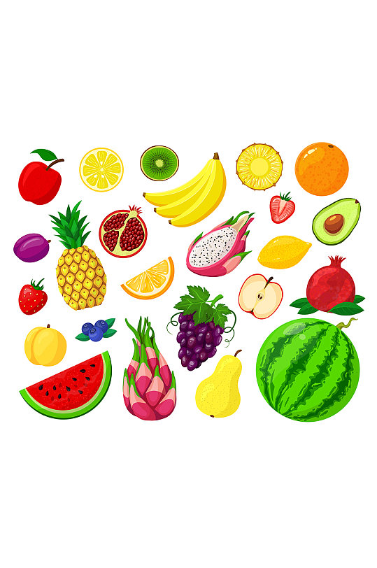 卡通水果元素插画免抠