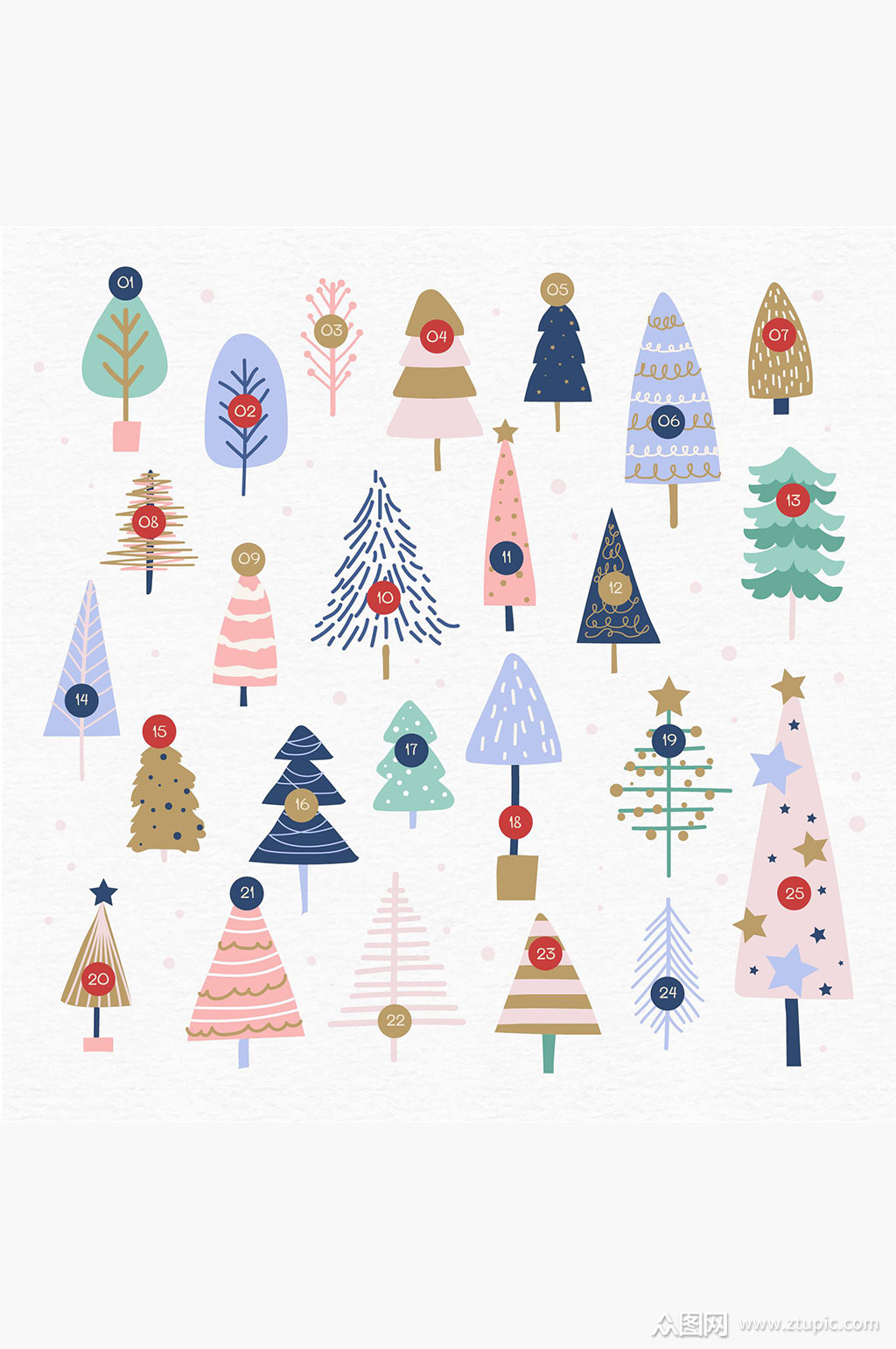 卡通圣诞树矢量元素