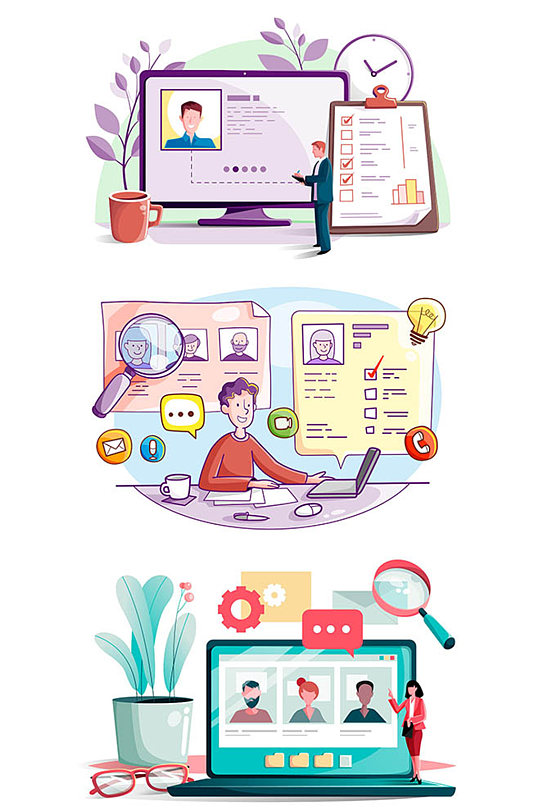 招聘手绘卡通插画插图