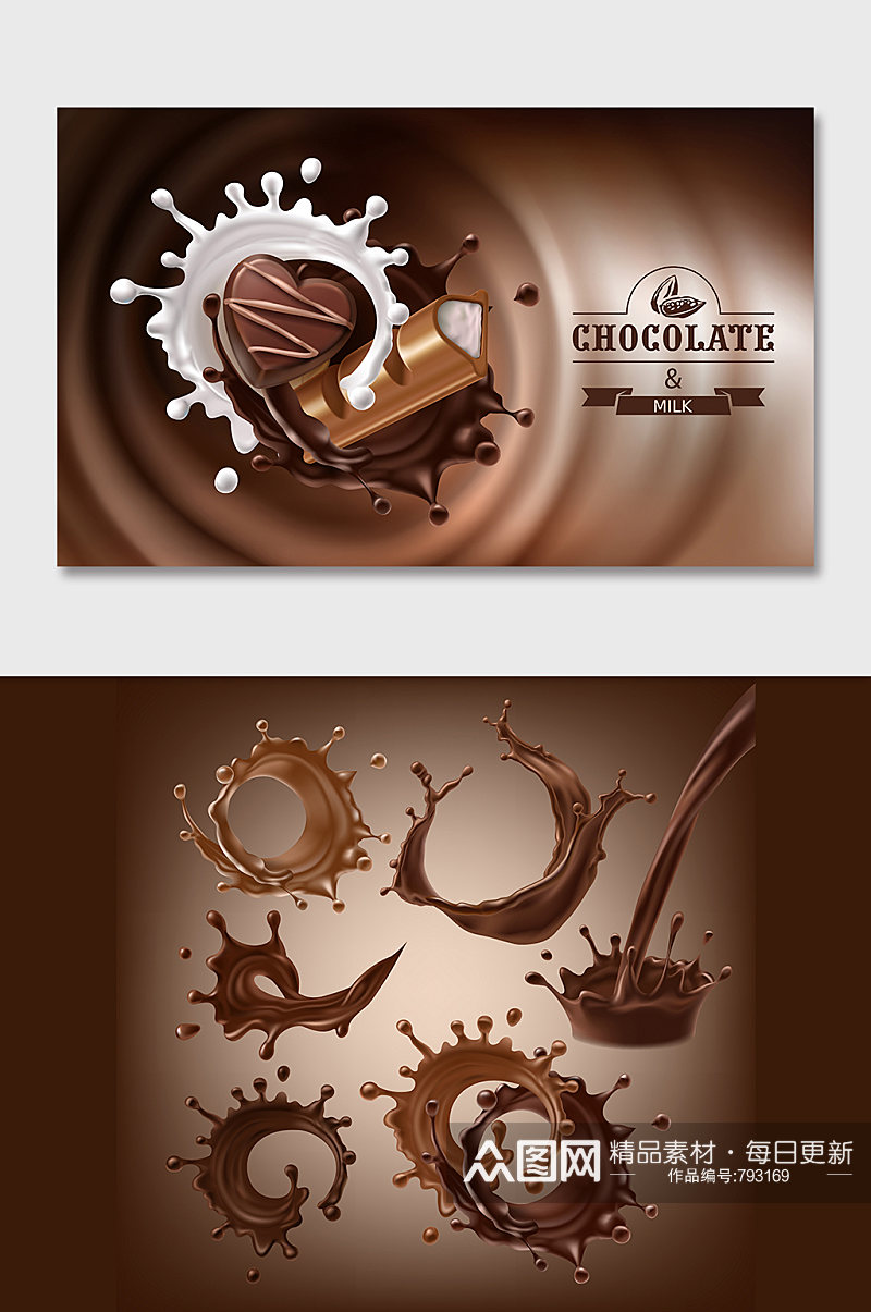 巧克力牛奶矢量元素素材