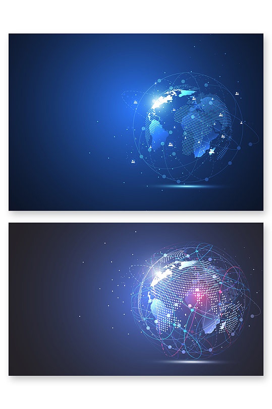 蓝色科技抽象地球矢量元素