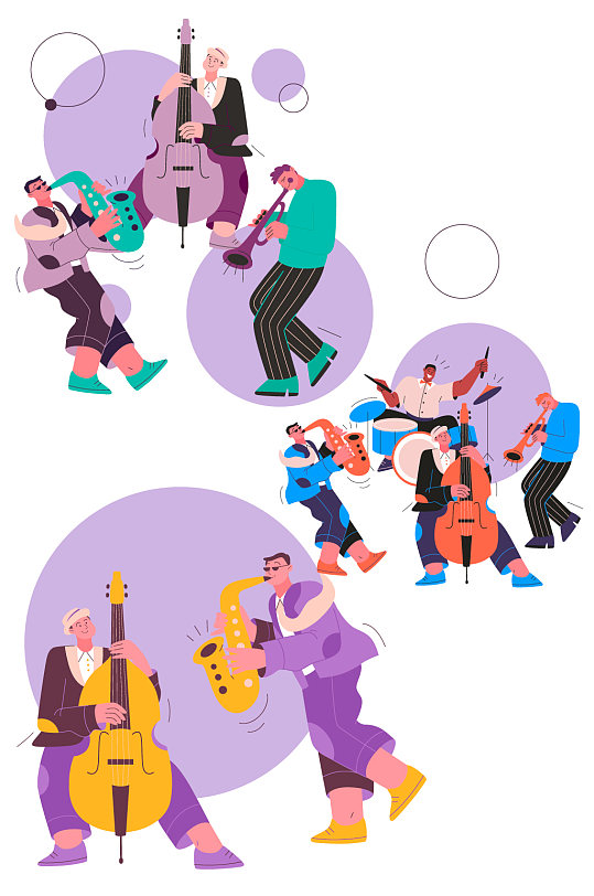 音乐聚会爵士乐演奏矢量插画-众图网