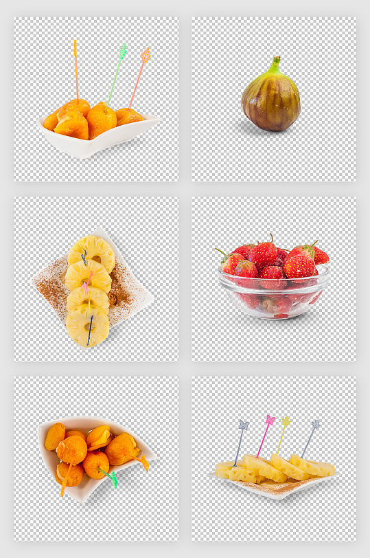 水果菠萝草莓香蕉切片免抠元素