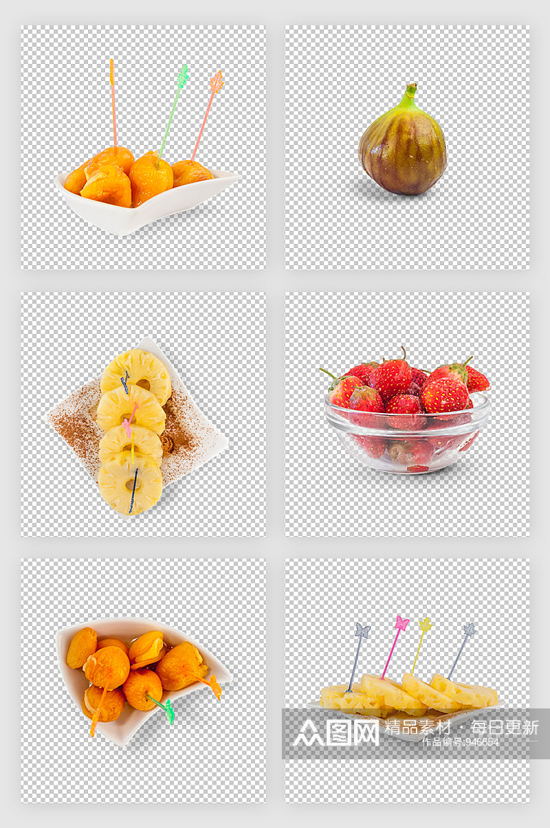 水果菠萝草莓香蕉切片免抠元素素材