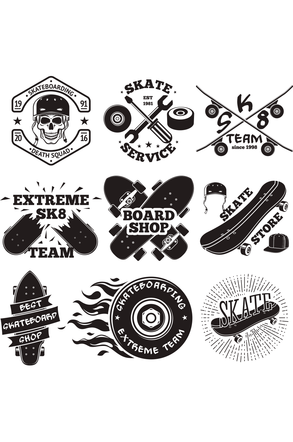 滑板手绘logo元素素材