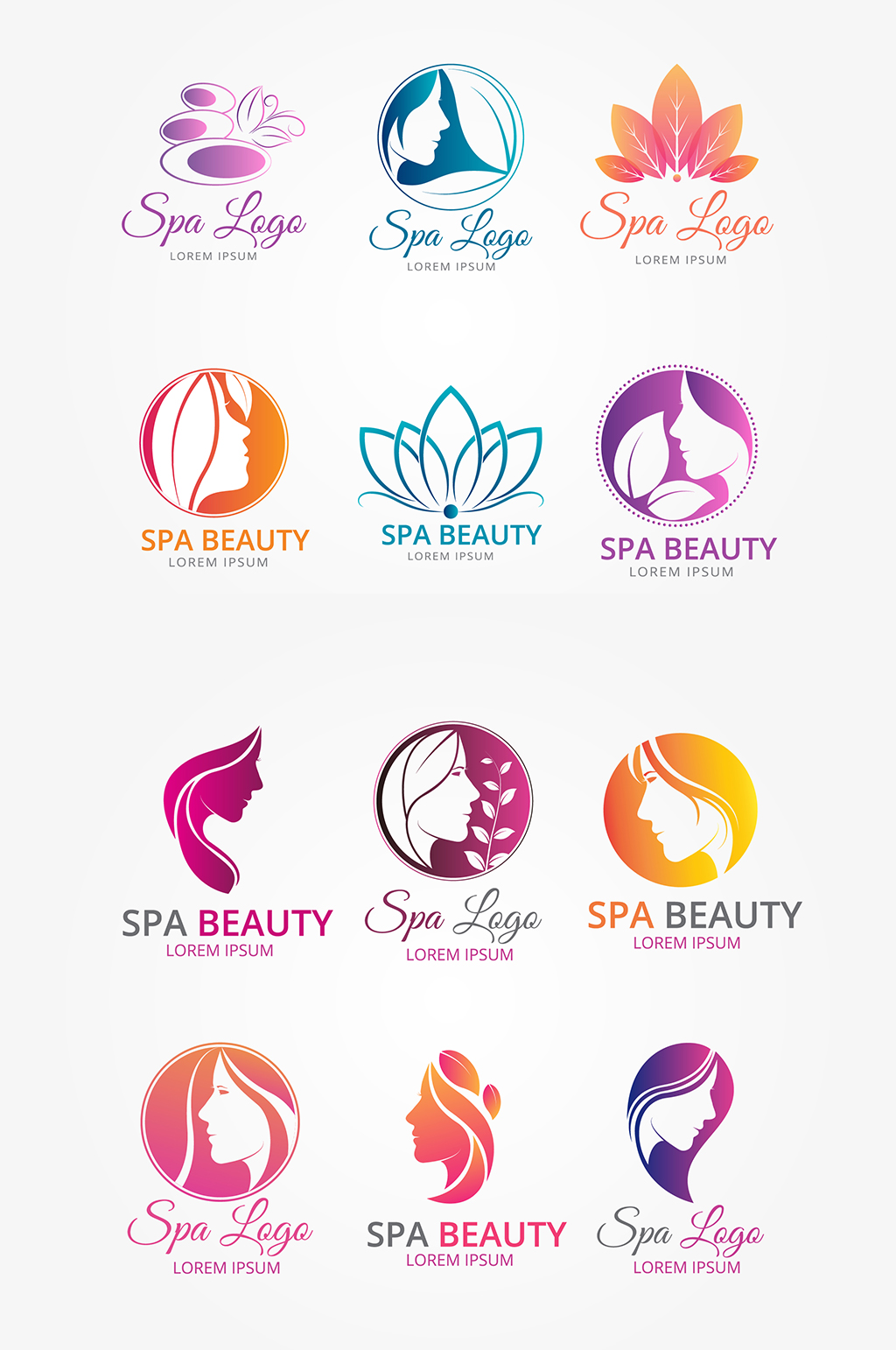 手绘女性spa美容美体logo元素