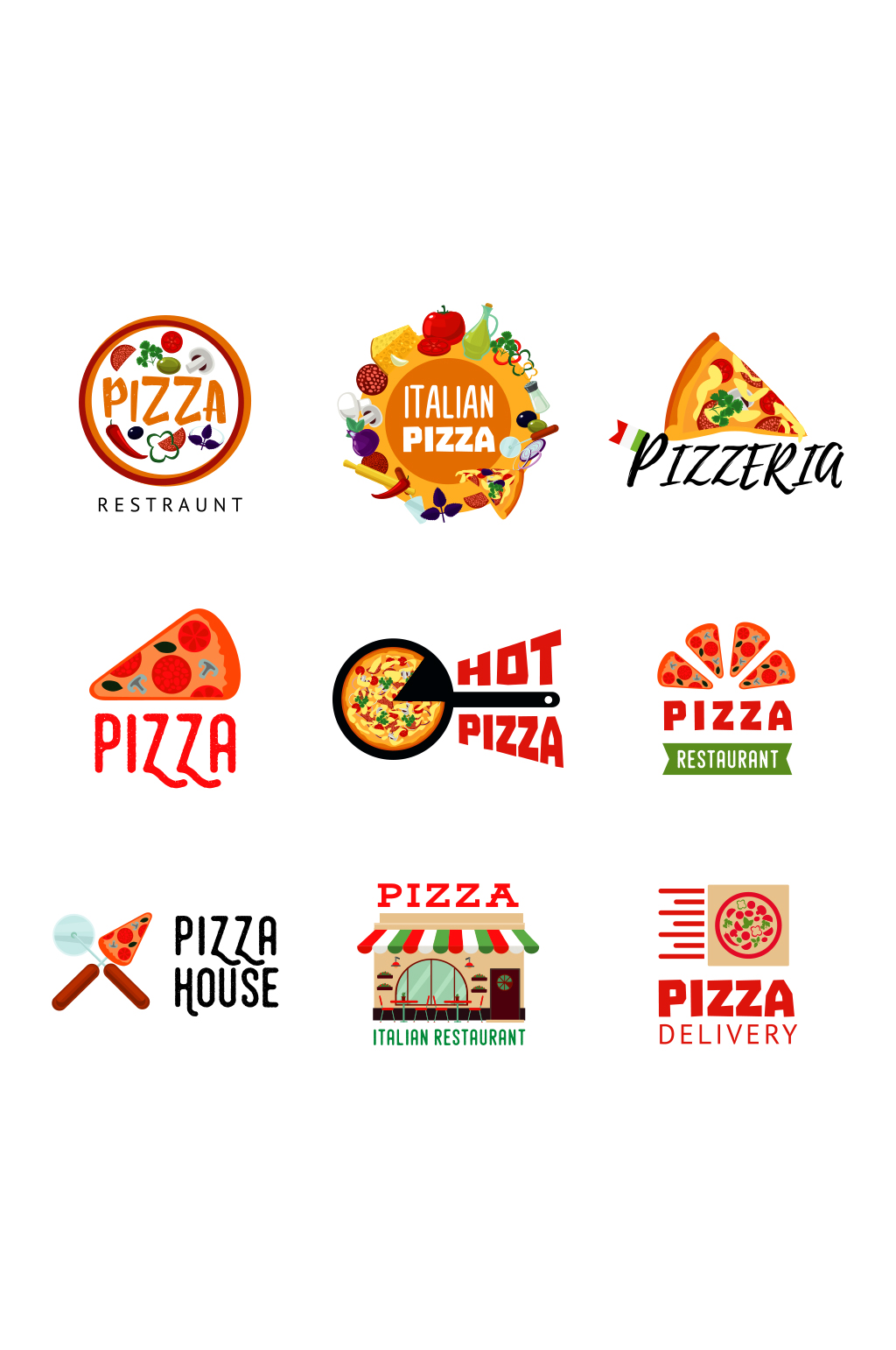 披萨店招logo矢量元素