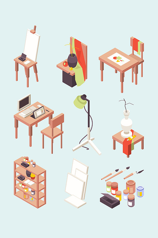 绘画工具与场景元素-众图网