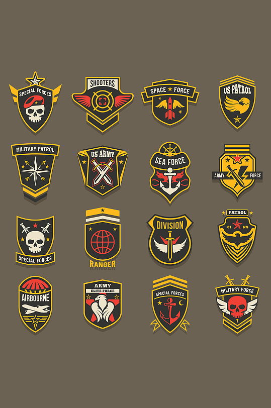 臂章矢量卡通元素-众图网