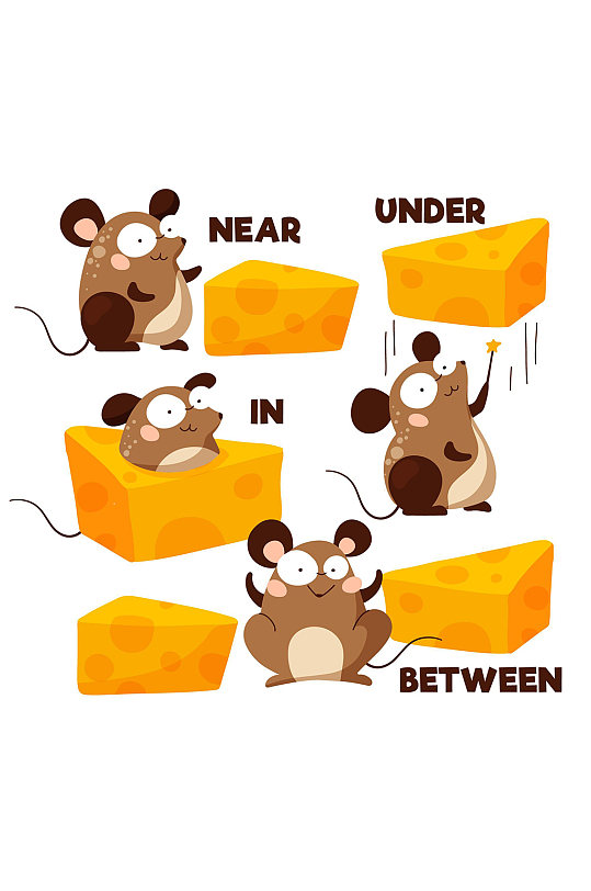 奶酪与卡通小老鼠矢量卡通