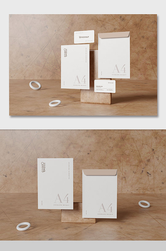 a4信封信纸名片样机贴图