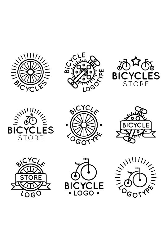 线描自行车logo元素