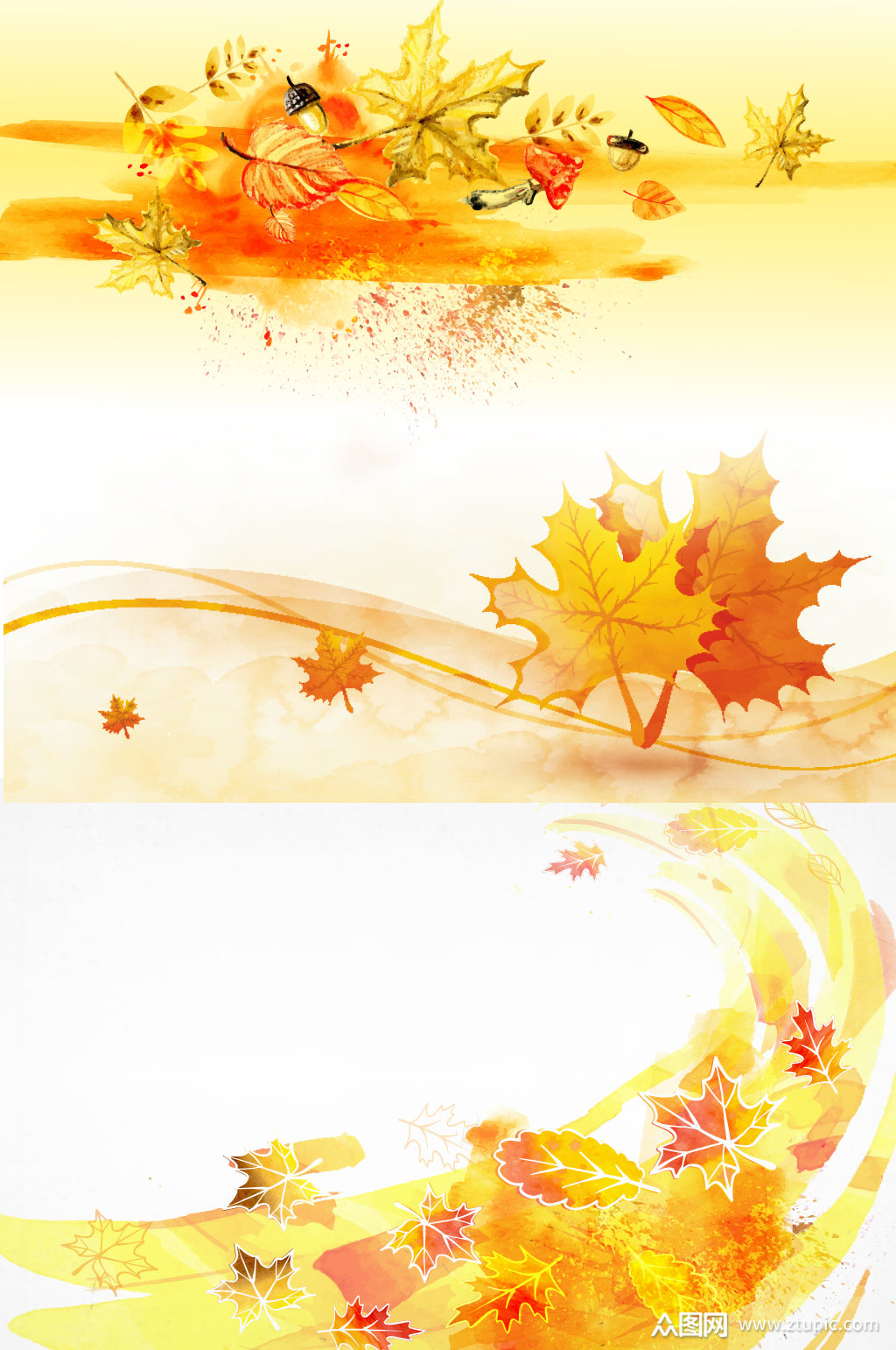 秋天枫叶落叶矢量插画背景