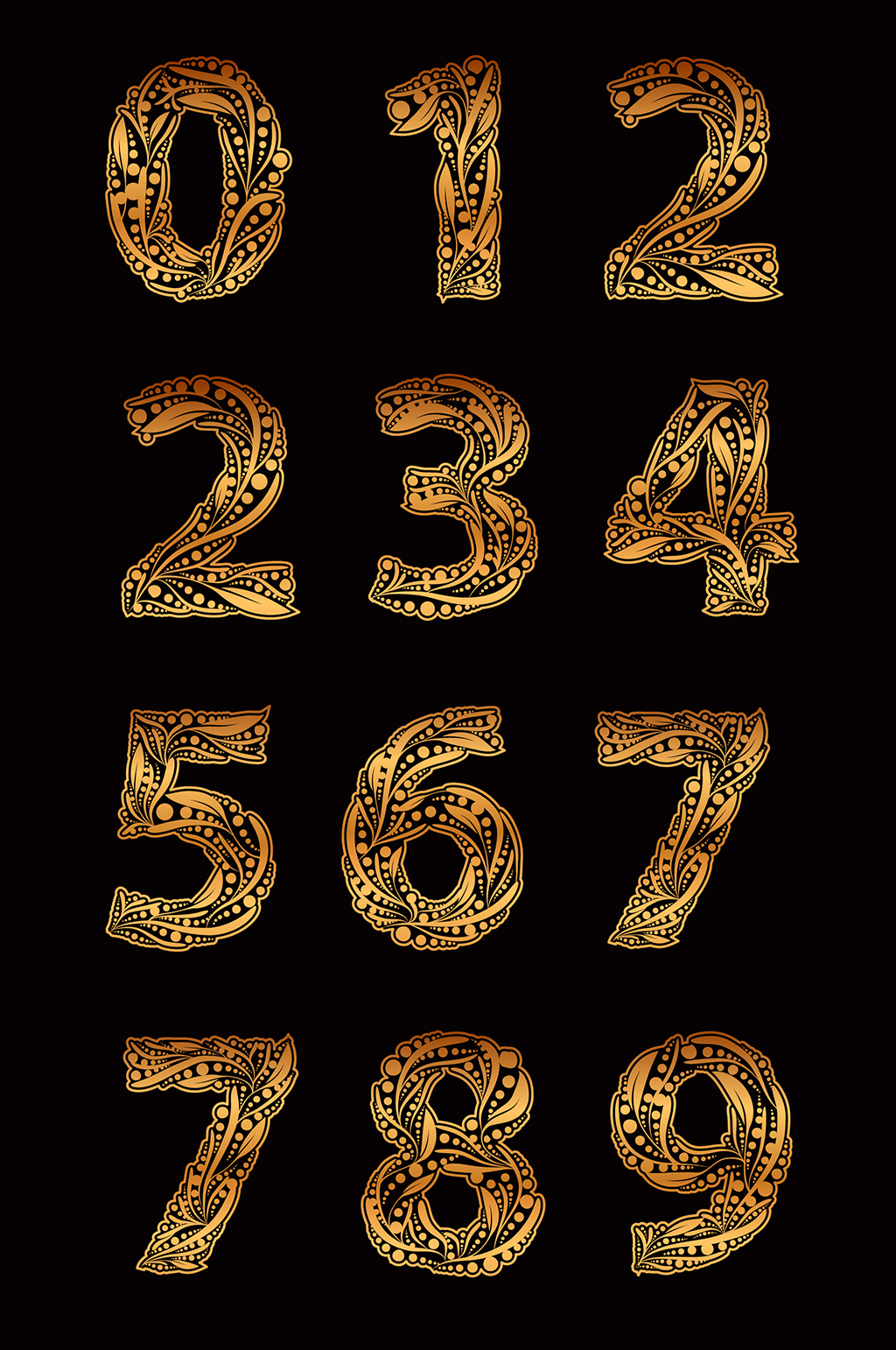 数字1-10各种字体模板图片