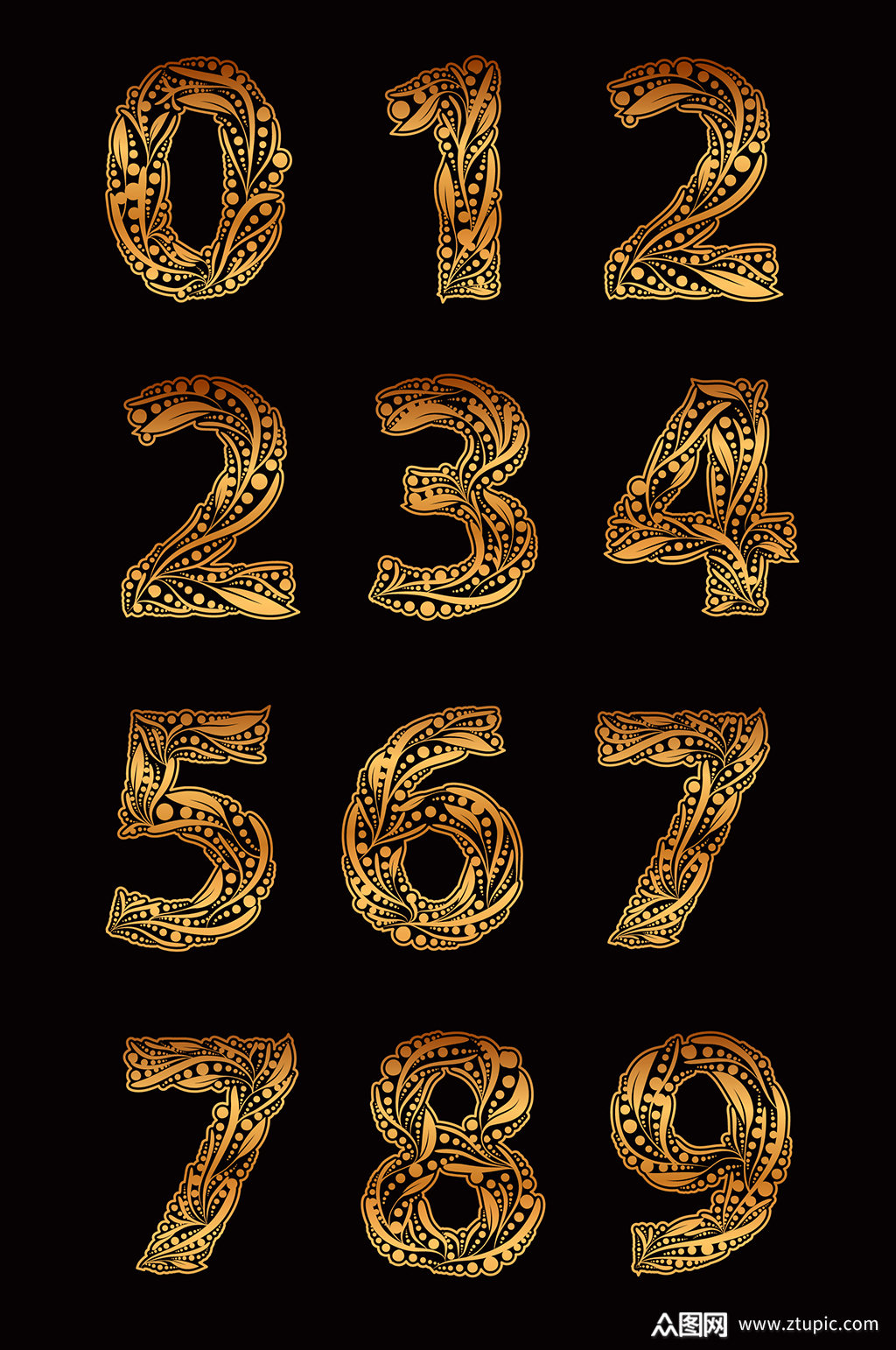 艺术字体数字矢量元素