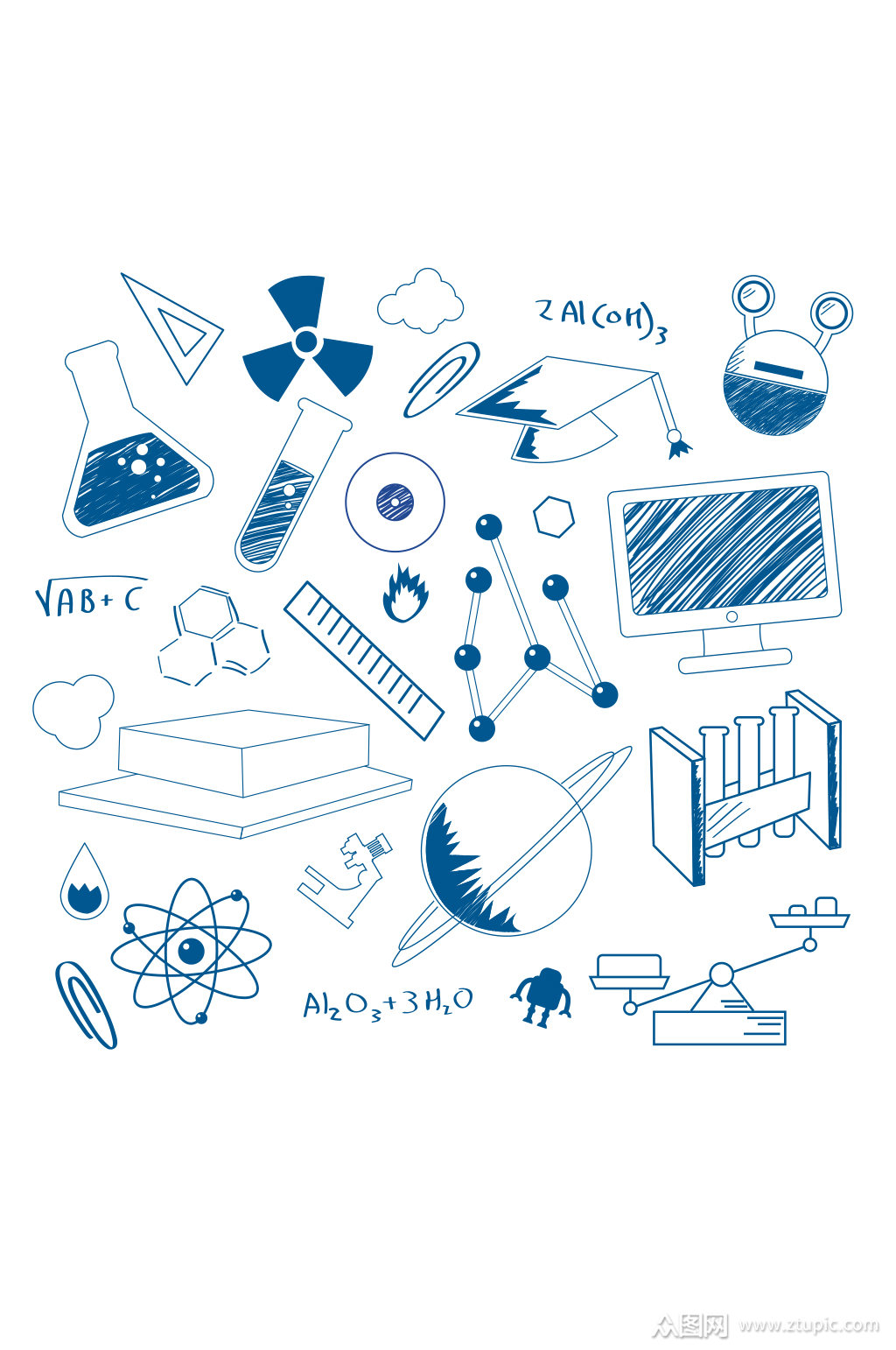 科学手绘涂鸦元素素材