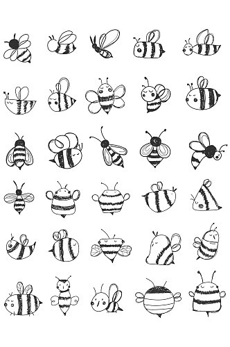 可爱童趣小蜜蜂手绘卡通元素