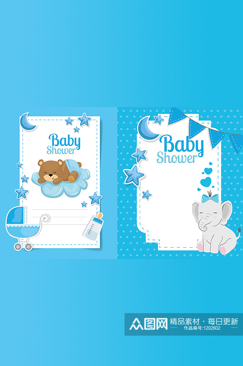 可爱婴儿小动物卡片元素素材