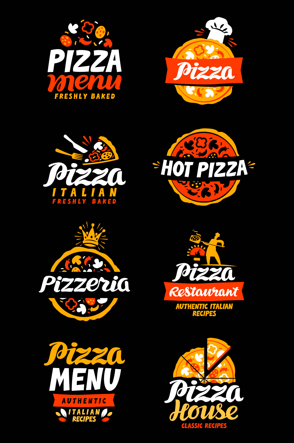 披萨快餐店矢量logo元素模板下载
