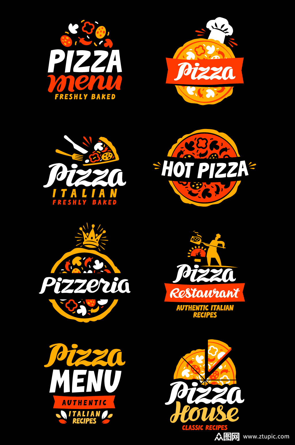 披萨快餐店矢量logo元素