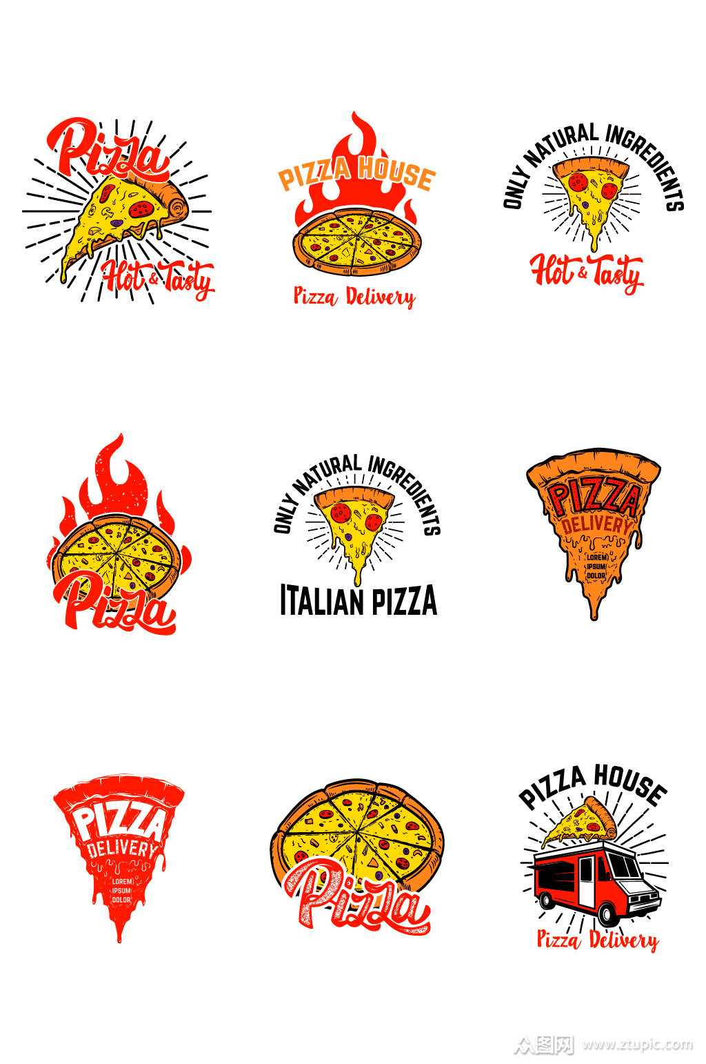 披萨矢量logo元素