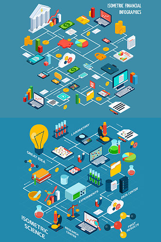 银行金融投资生物制药立体图标元素