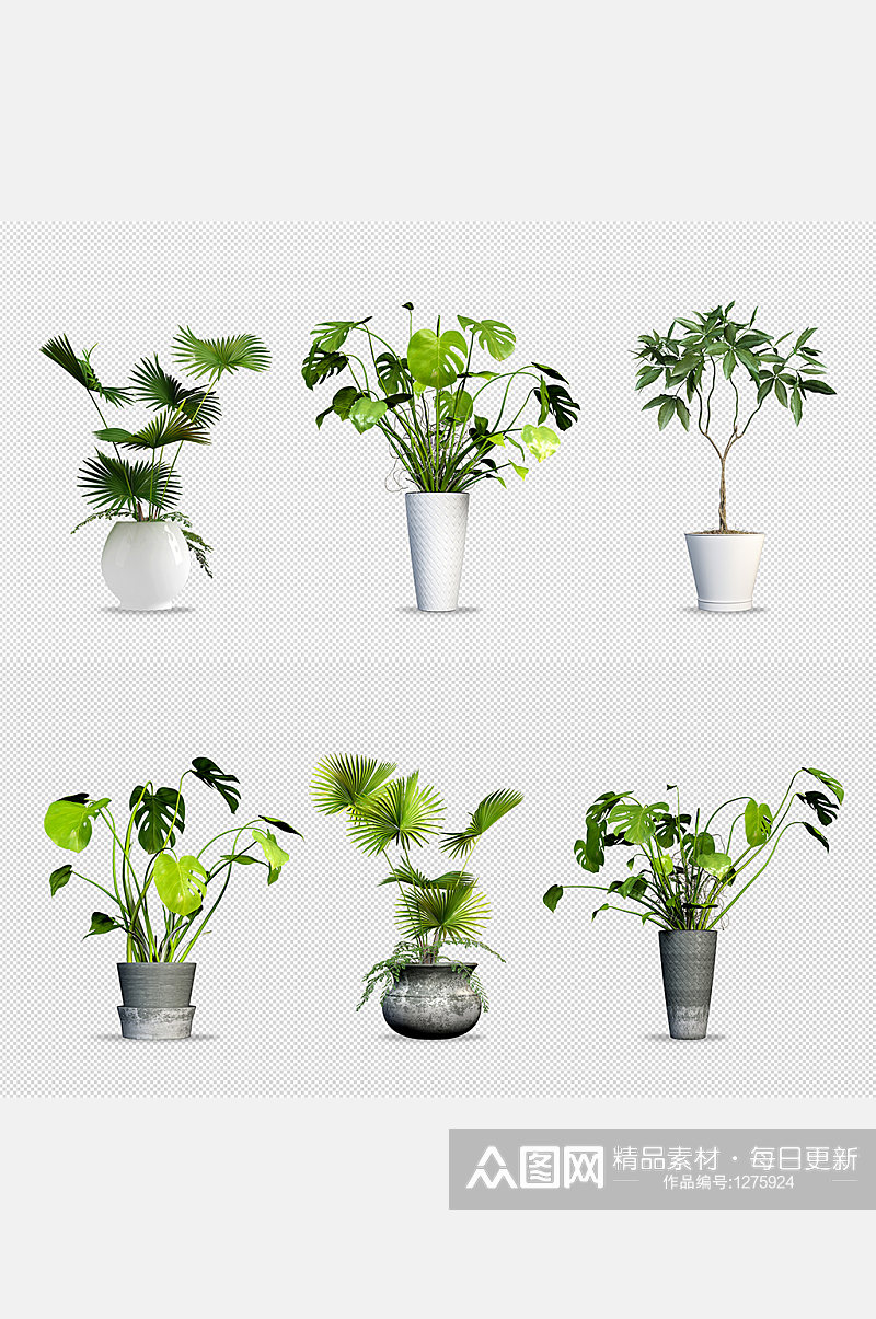 PSD免抠绿植盆栽元素素材