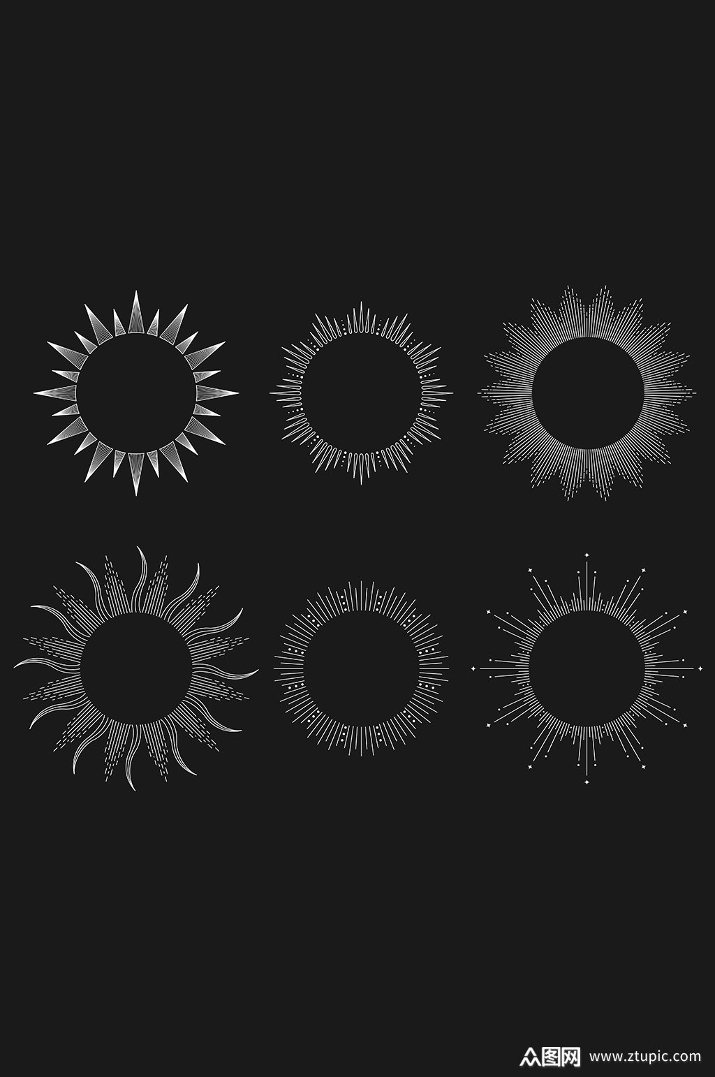 复古散光光环矢量元素